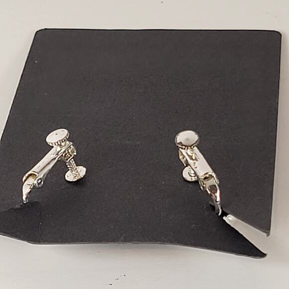 Vintage Silver Tone Knot Earrings Screw Back Clip on Adjustable Clip Retro - Picture 10 of 12